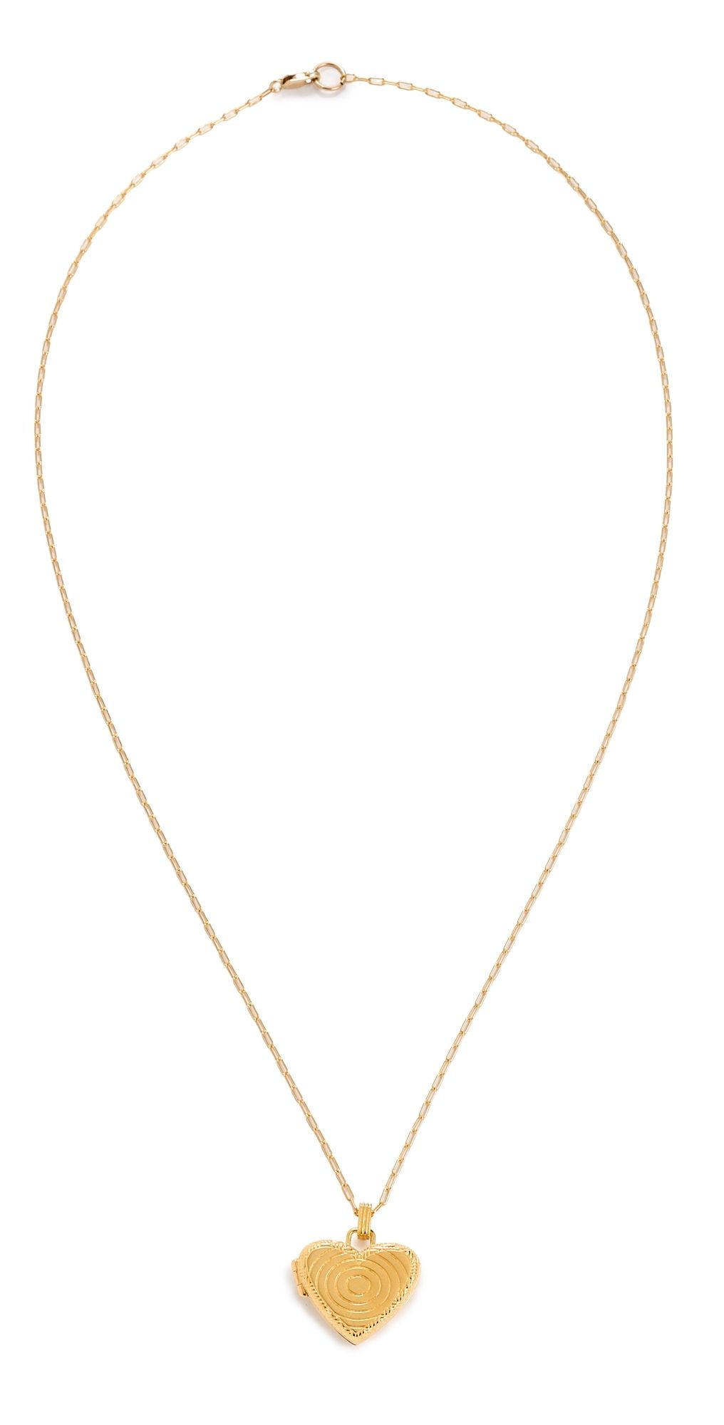 Gwen Beloti Etched Heart Locket Pendant Necklace Gold One Size