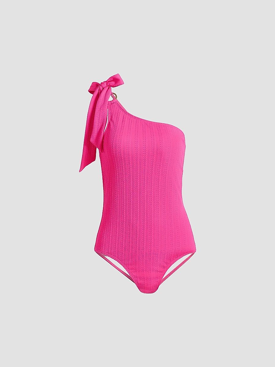 Shoshanna Women's One-Shoulder Tie One-Piece Swimsuit - Magenta - Size 4