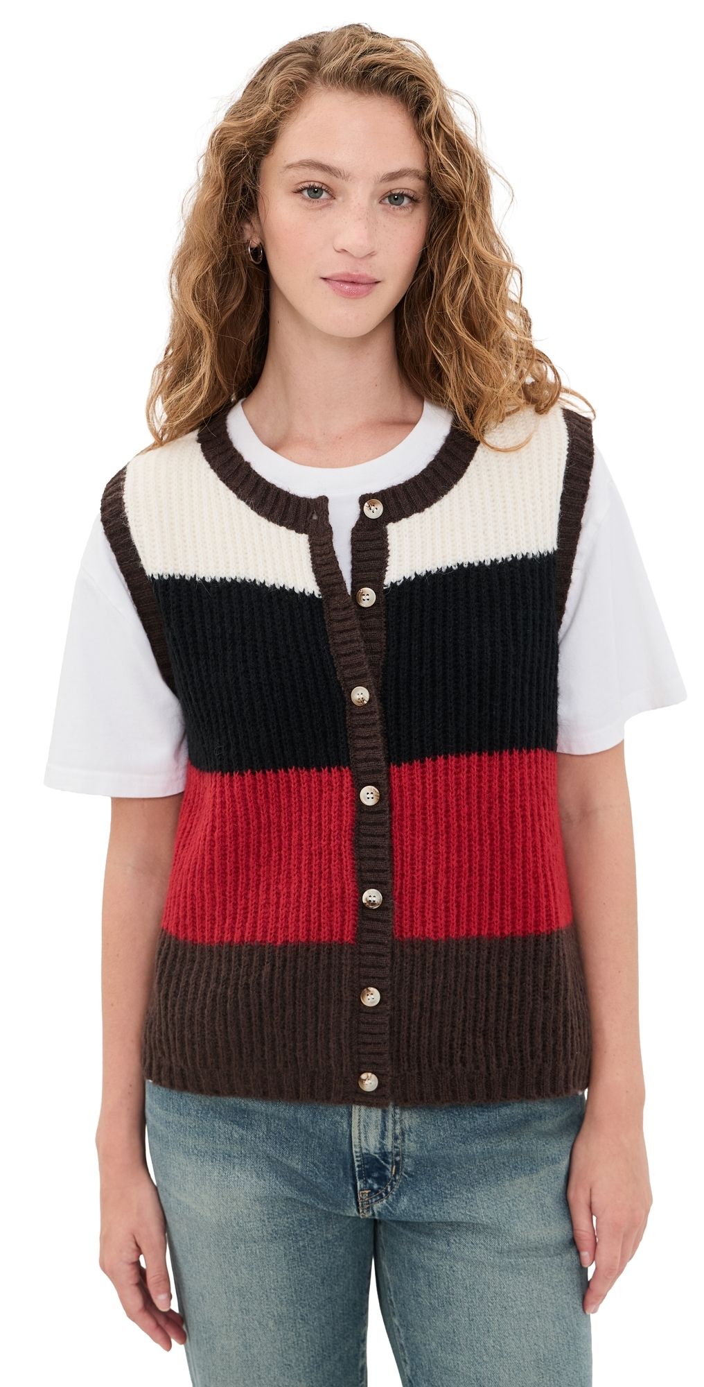 VRG GRL Bridgette Stripe Knit Vest Stripe S