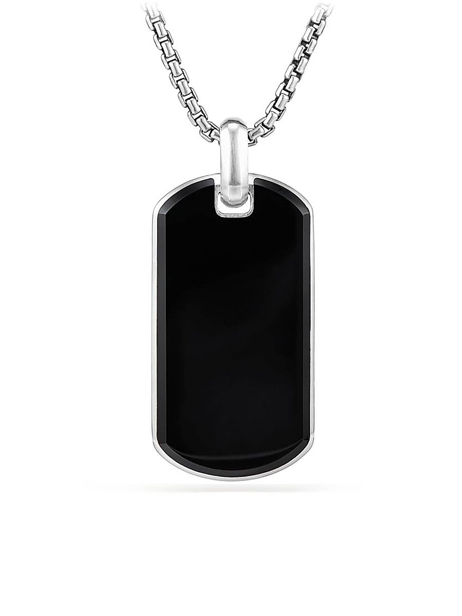 Men's Chevron Tag in Sterling Silver - Black Onyx