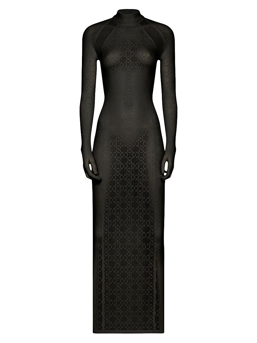 Women's SIMKHAI x Wolford Semi-Sheer Logo Dress - Black - Size Medium
