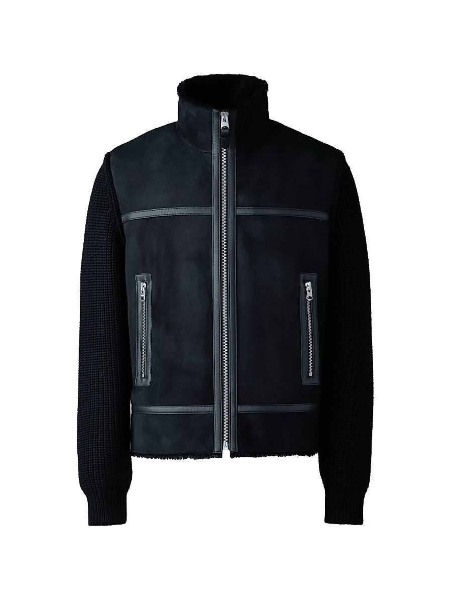 Men's Jonathan Wool Shearling Jacket - Black - Size Large