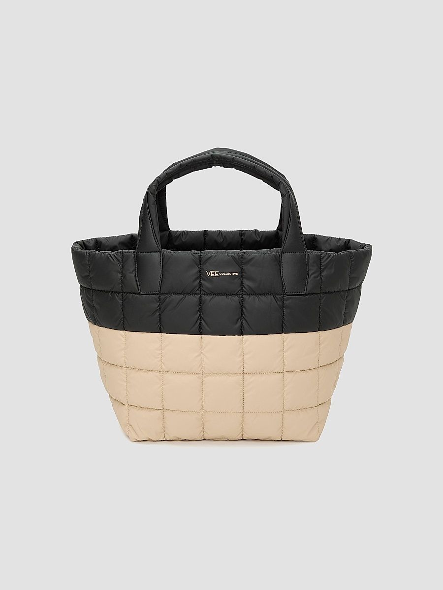 Women's Porter Medium Two-Tone Quilted Tote Bag - Black Desert