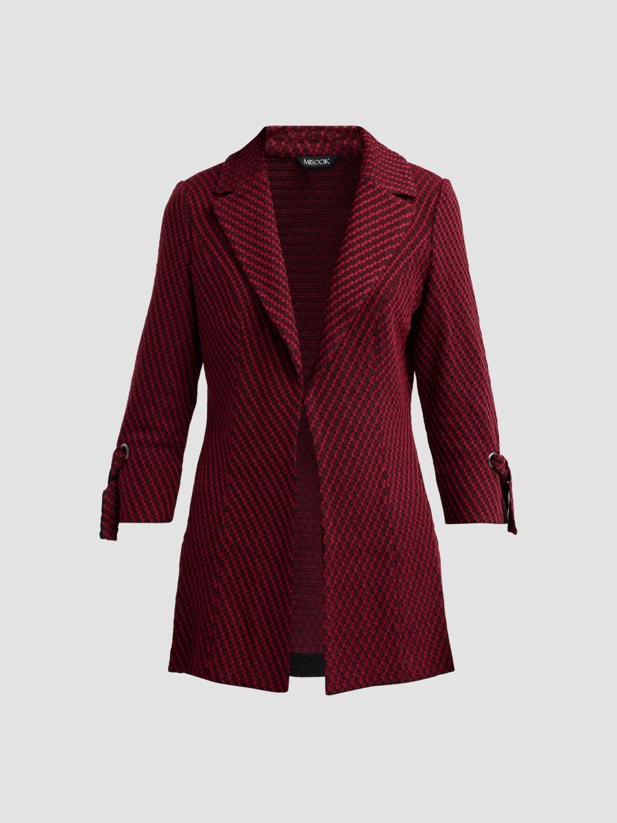 Misook Women's Knit Single-Breasted Tie-Cuff Jacket - Scarlet Red - Size XXL