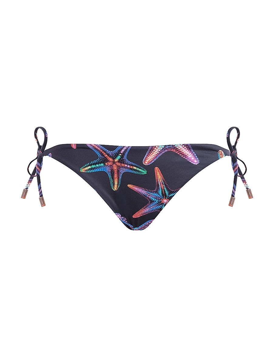 Women's Disco Stars Side-Tie Bikini Bottom - Blue Marine Navy - Size Medium