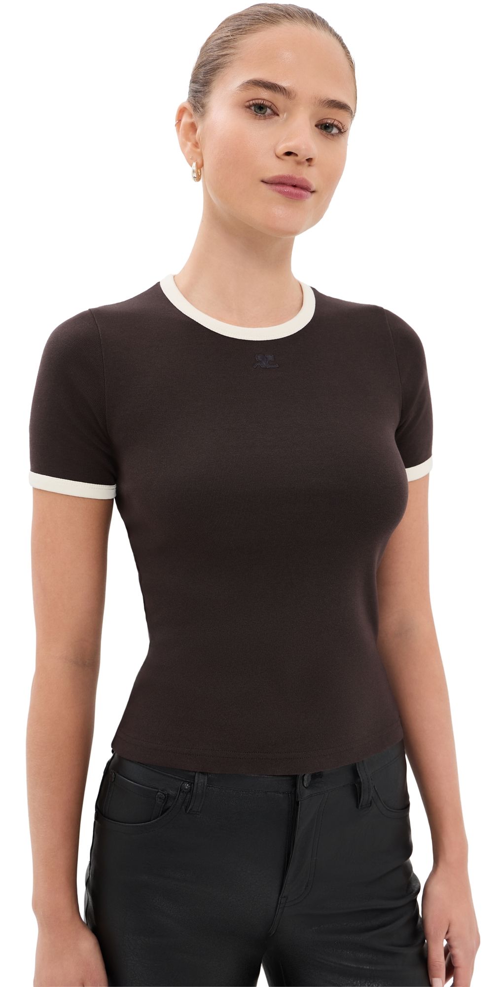 Courrèges Signature Contrast T-Shirt Chocolate / Butter M
