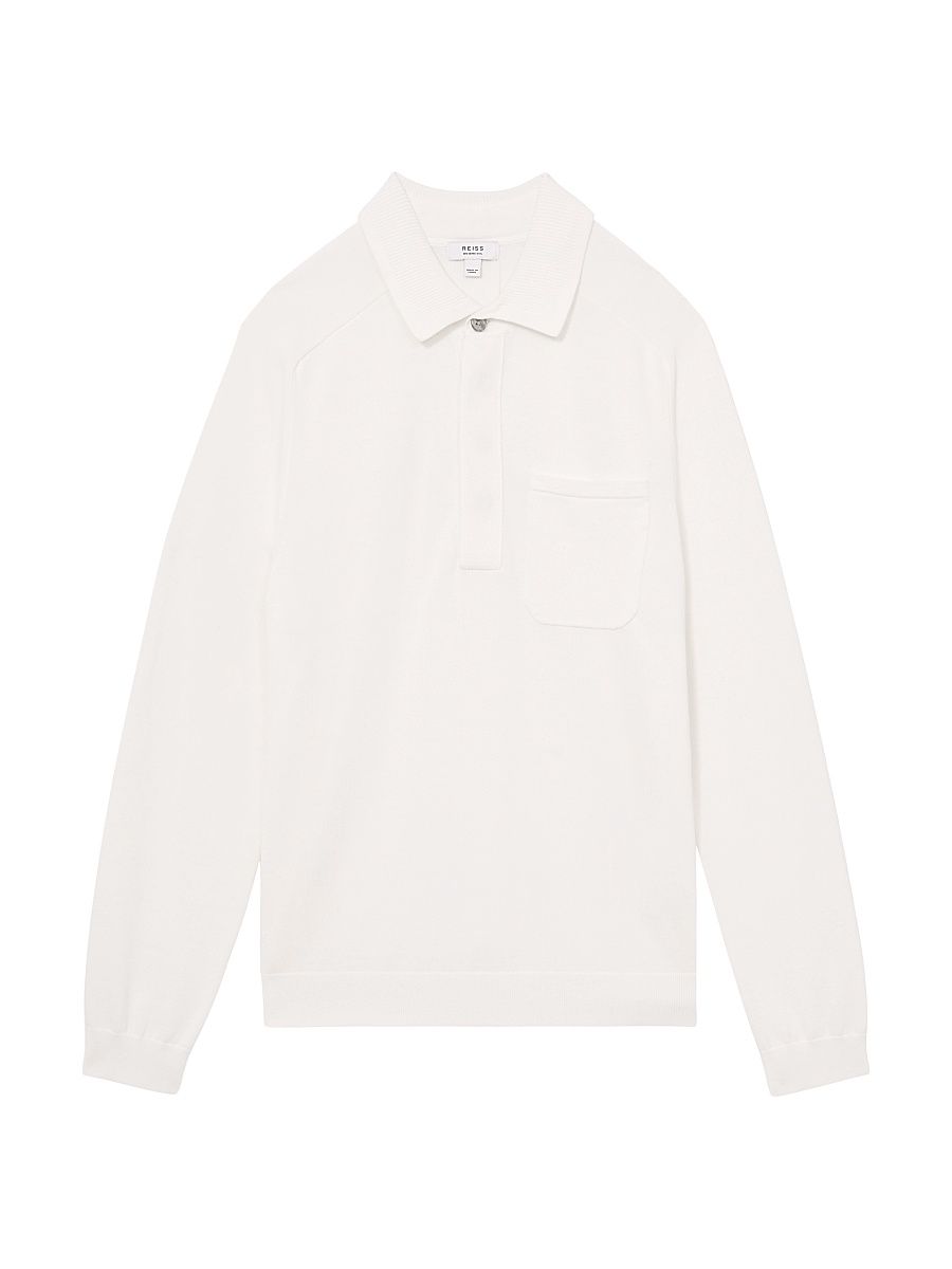 Men's Clinton Long-Sleeve Polo Shirt - White - Size Large