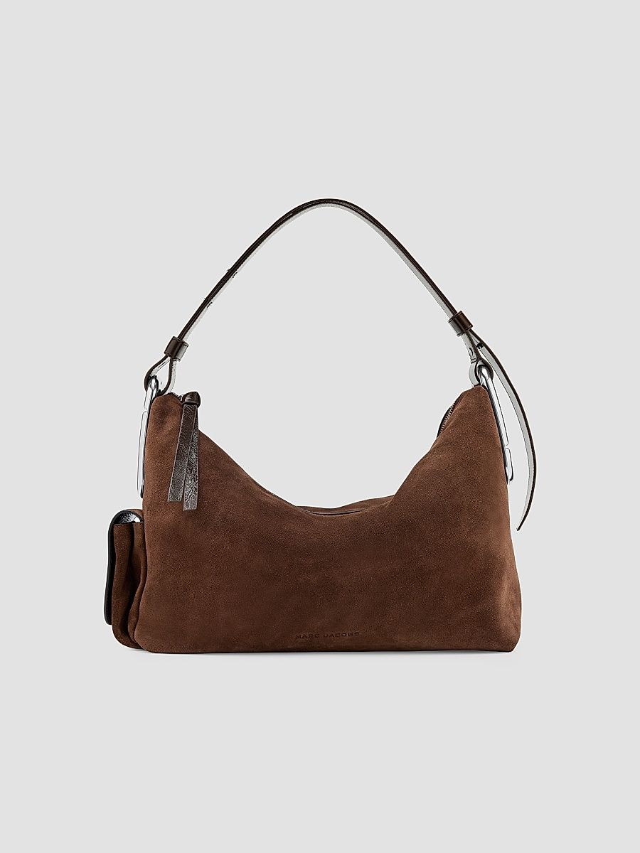 Women's Scene Large Suede Hobo Bag - Dark Brown