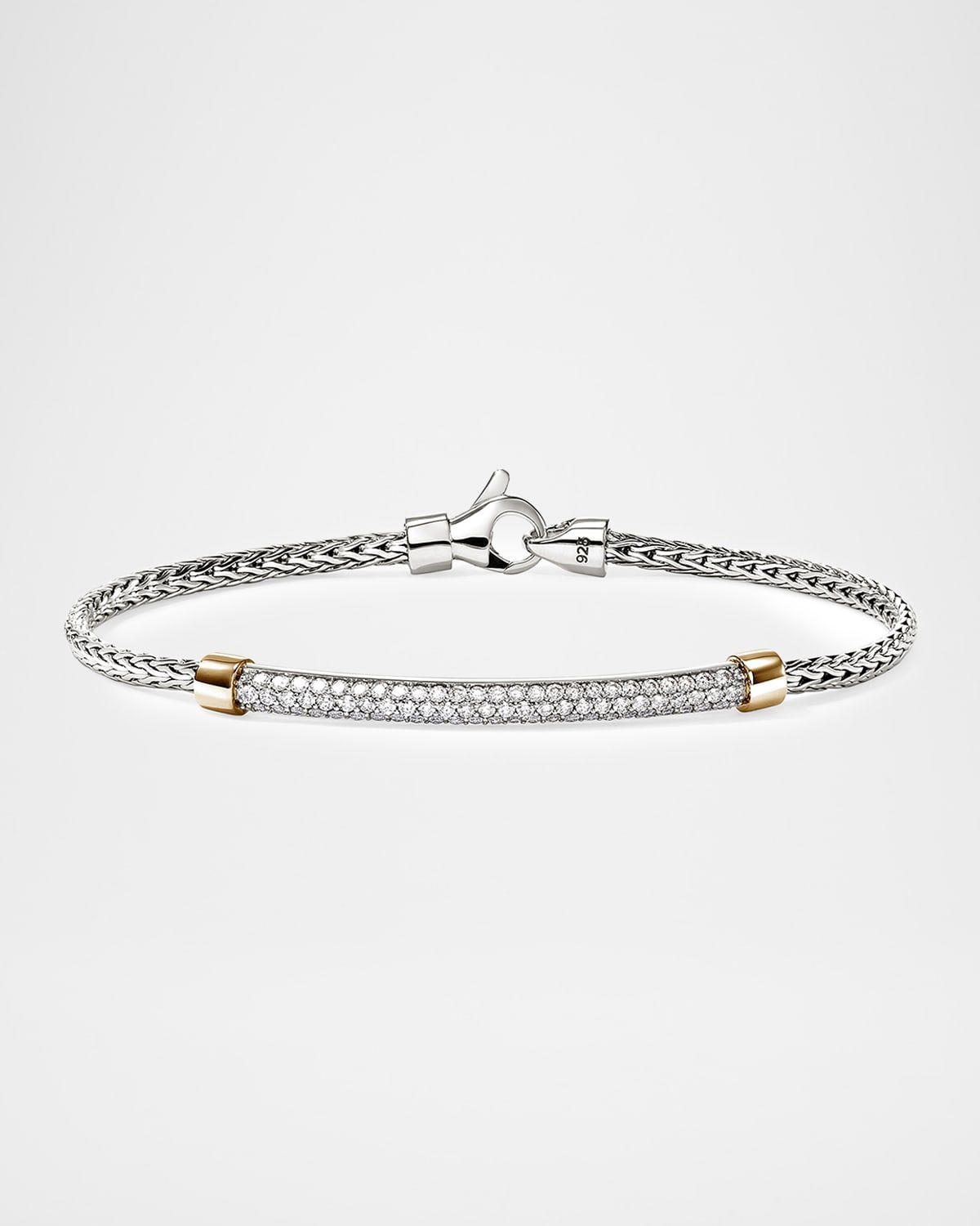JH Essential Sterling Silver and 14K Yellow Gold Diamond Pave Bracelet, 2.5mm