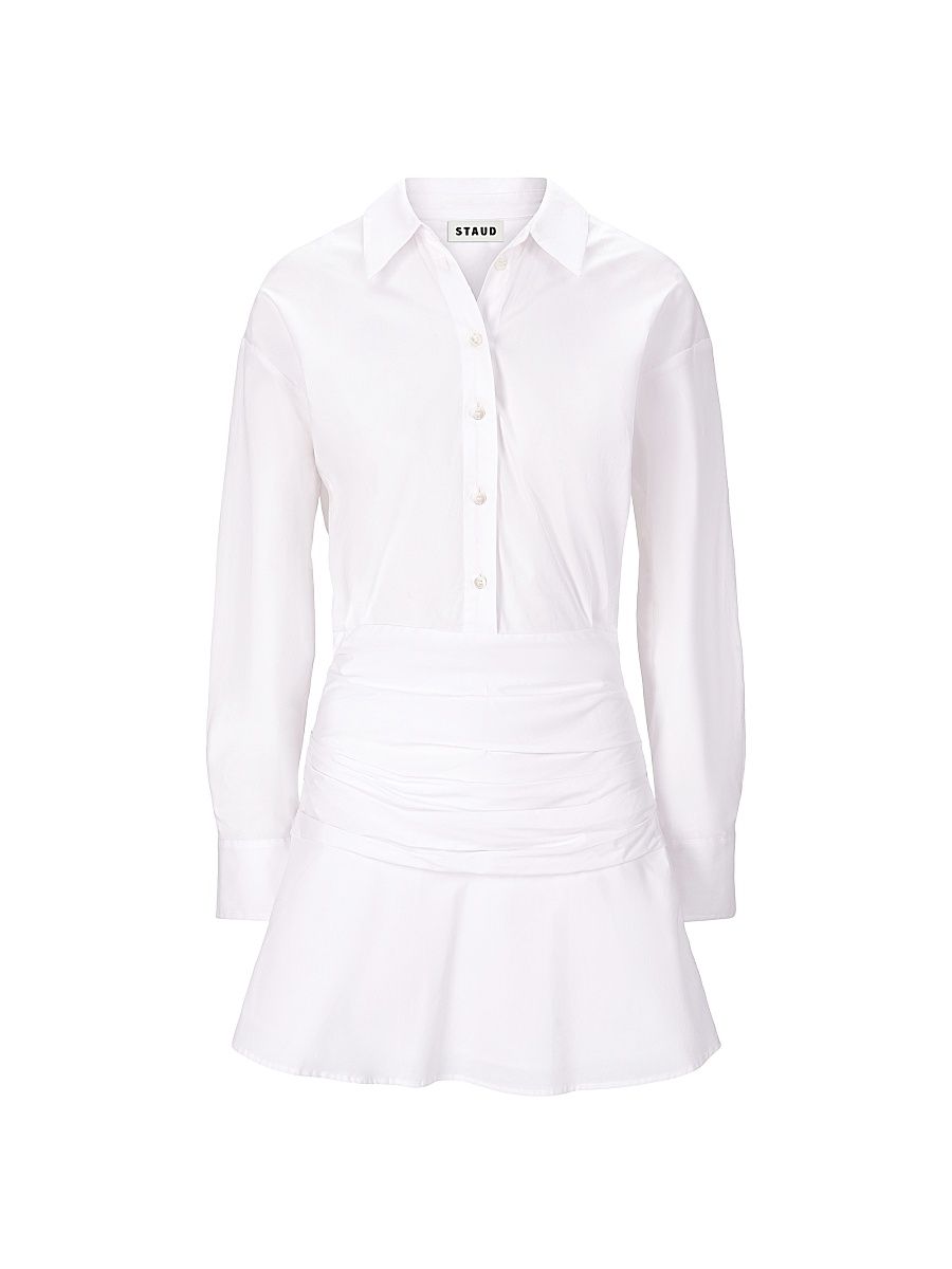 Women's Indya Pleated-Waist Stretch-Cotton Minidress - White - Size 12