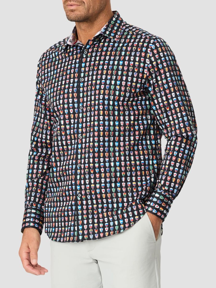 Robert Graham Men's For The Win Stretch-Cotton Shirt - Black - Size XL