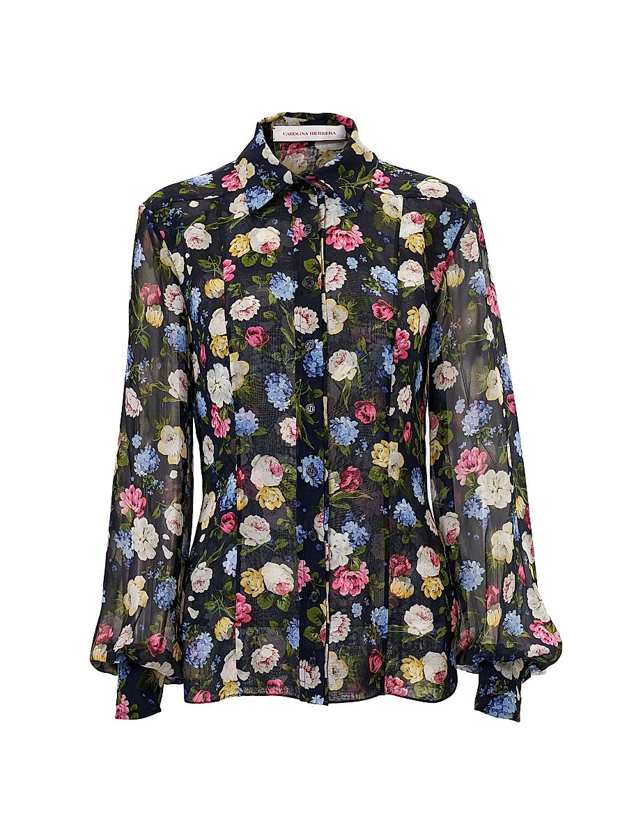 Women's Cabana Isabella Floral Silk Shirt - Midnight Multi - Size 10