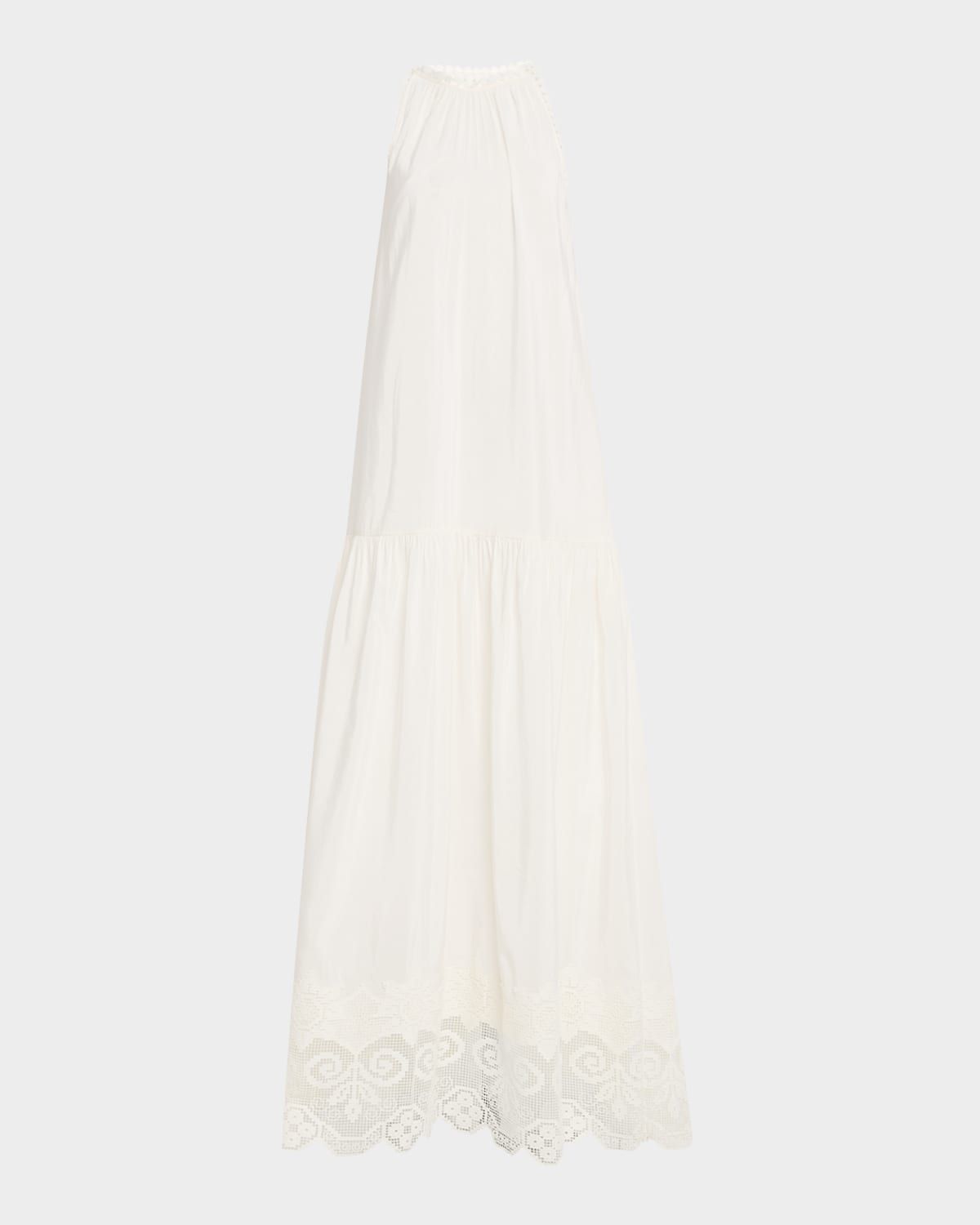 Teri Lace-Trim Halter Maxi Dress