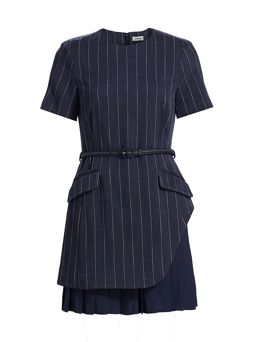 Women's Blakely Striped Layered Minidress - Midnight Stripe - Size 00