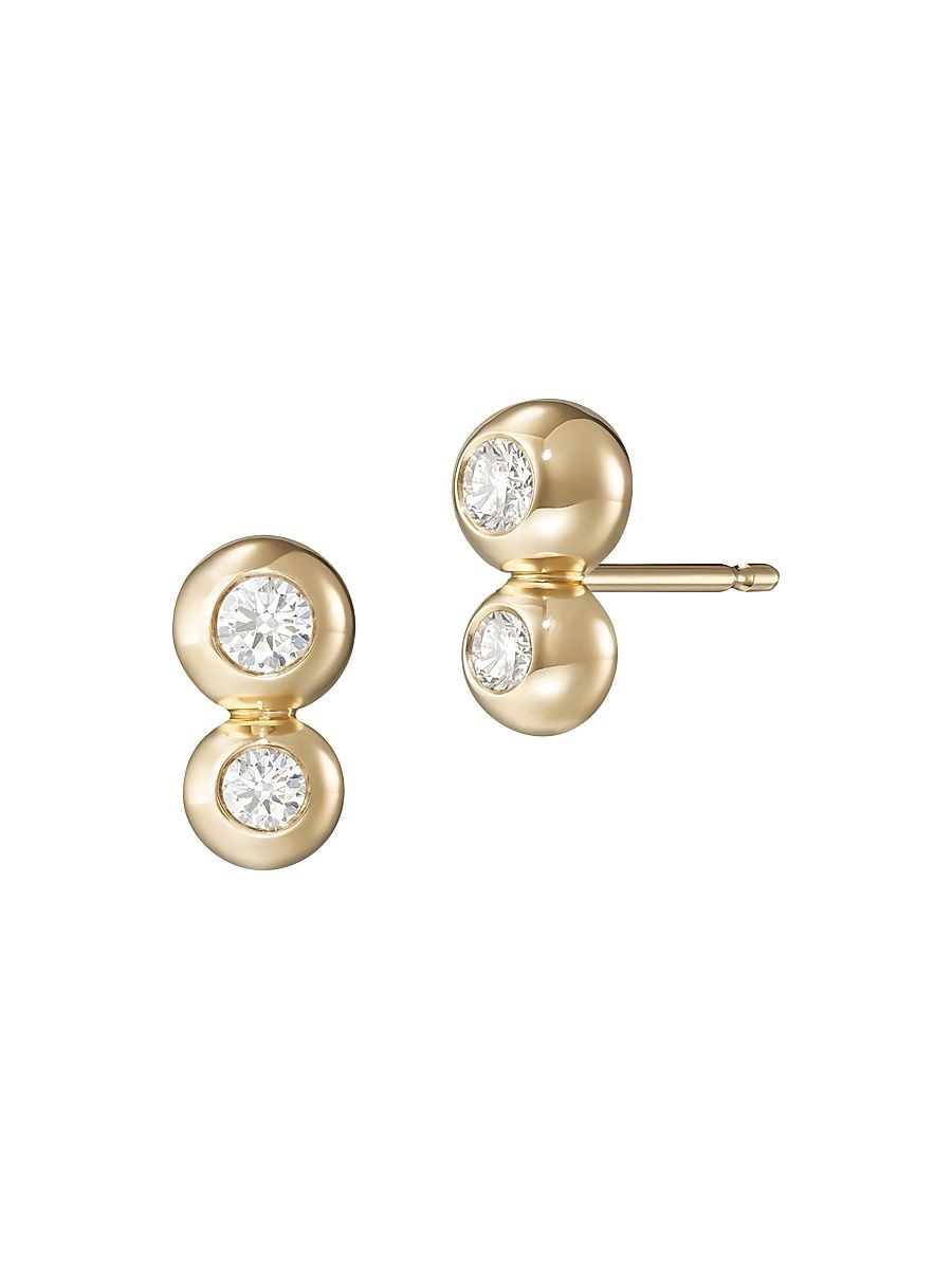 Women's Audrey Small 18K Yellow Gold & 0.19 TCW Diamond Double Stud Earrings - Yellow Gold