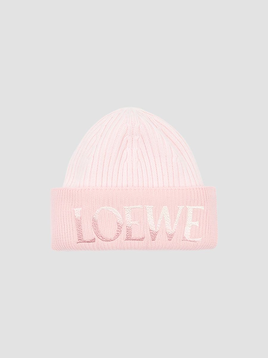 LOEWE Women's Logo-Embroidered Wool Beanie - Light Pink