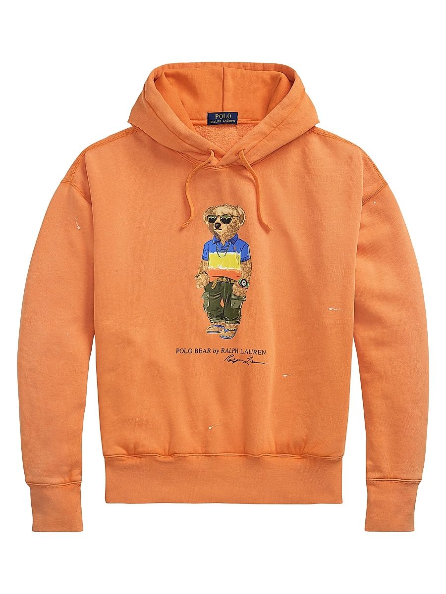 Men's Vintage-Fit Polo Bear Fleece Hoodie - Peach Beach Ship Bear - Size XL