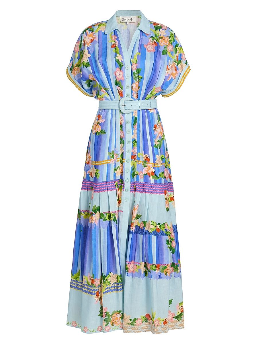 Women's Riya-B Linen Printed Shirtdress - Floral River - Size 12