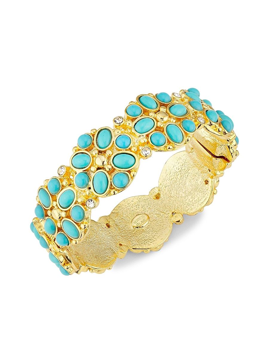 Women's Goldtone & Multi-Stone Flower Bracelet - Gold Turquoise