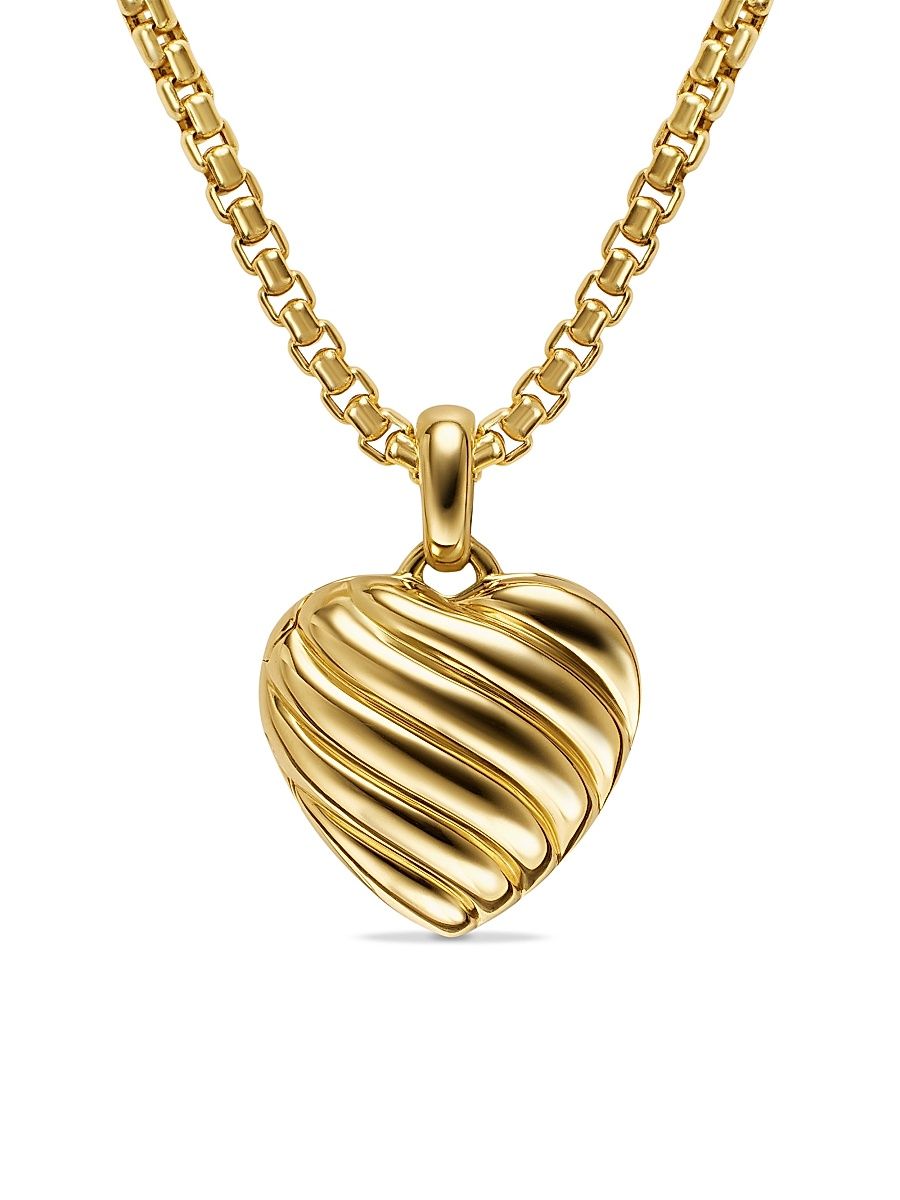 Women's Sculpted Cable Heart Locket in 18K Yellow Gold, 23MM - Gold