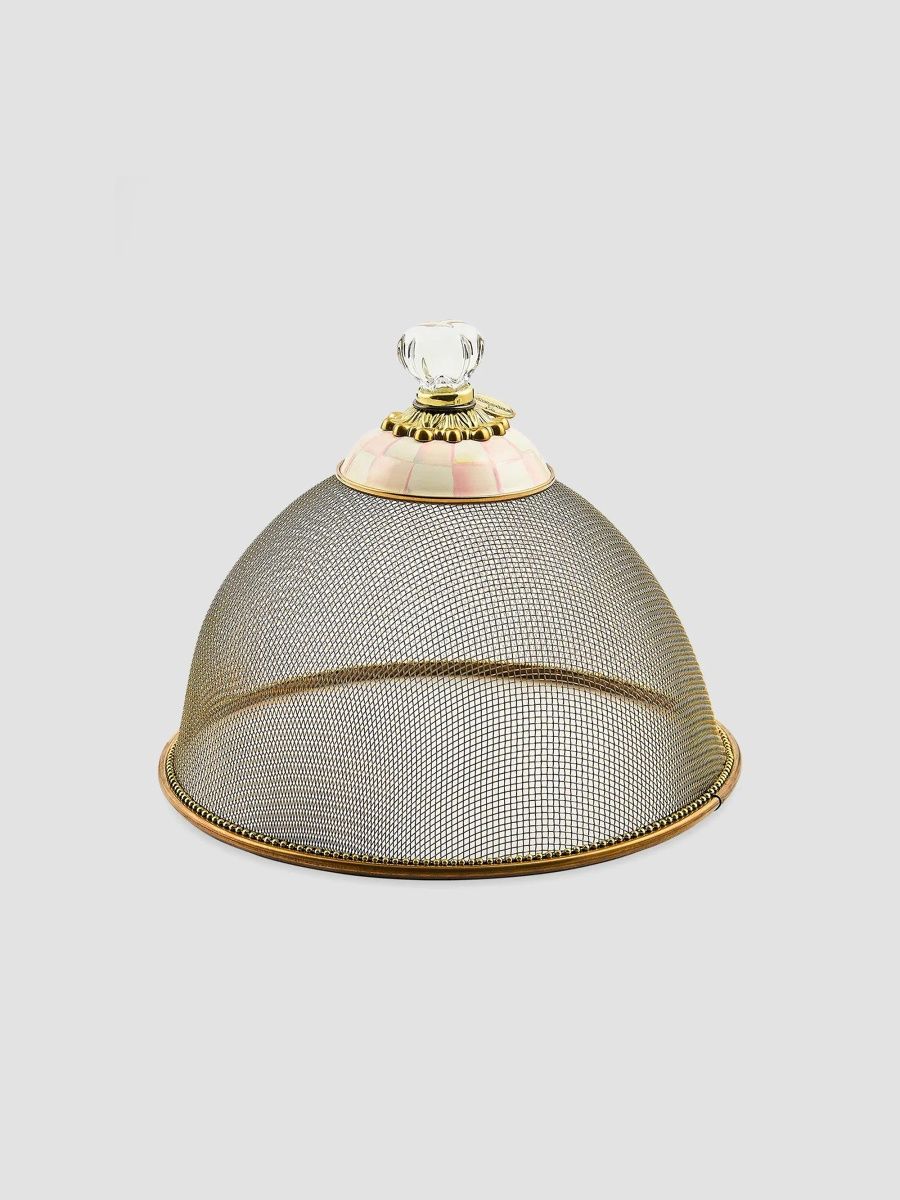 MacKenzie-Childs Rosy Check Small Mesh Food Dome