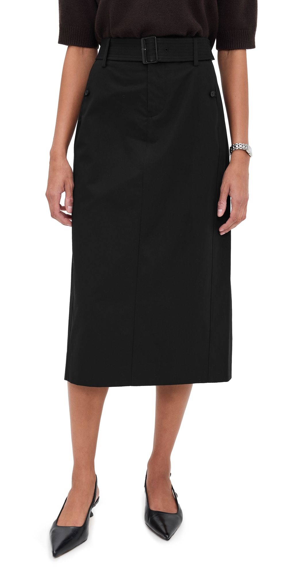 Vince Faux Leather Trim Pencil Skirt Black 4