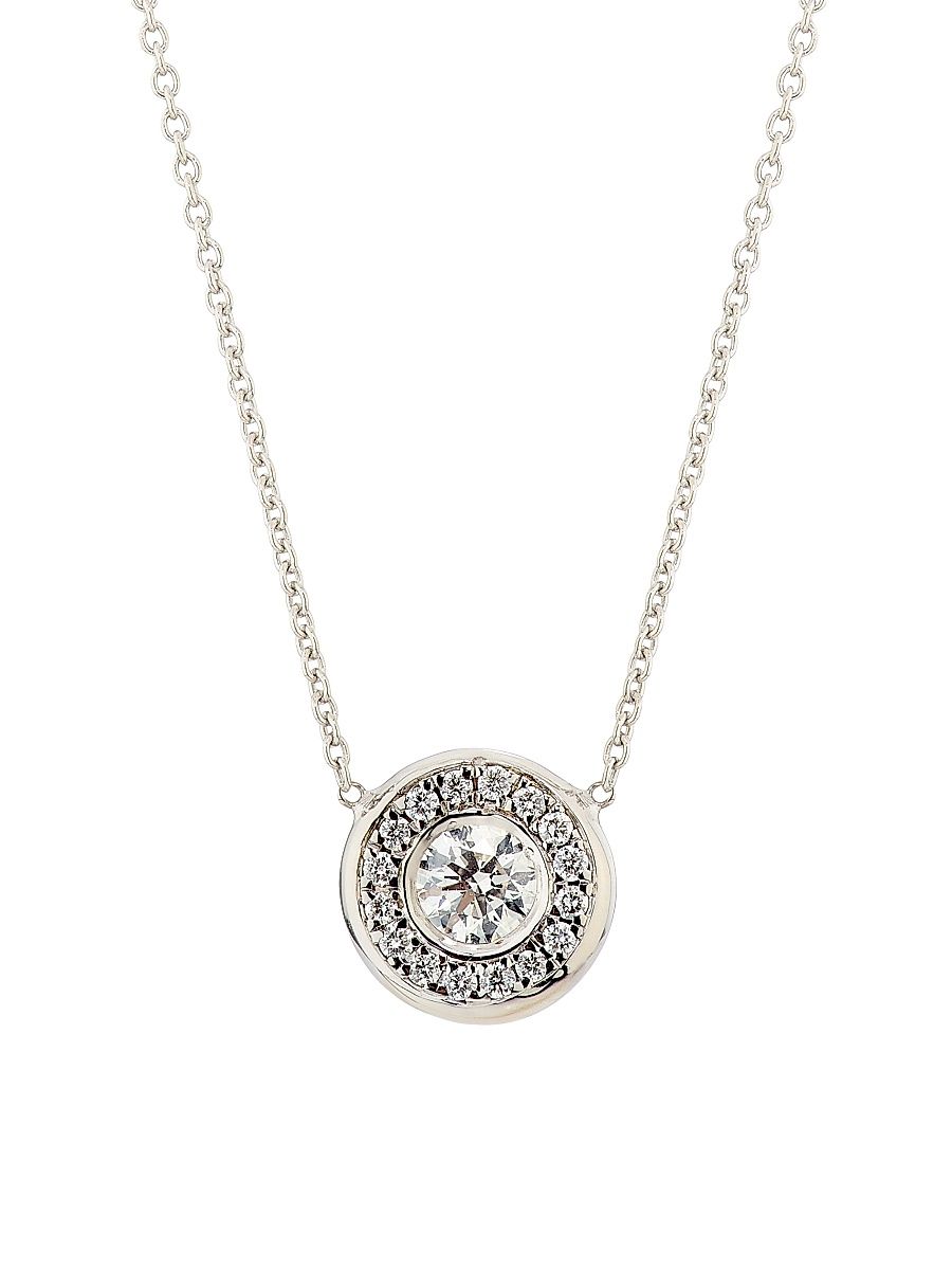 Women's Tiny Treasures 18K Gold & 0.28 TCW Diamond Halo Pendant Necklace - White Gold