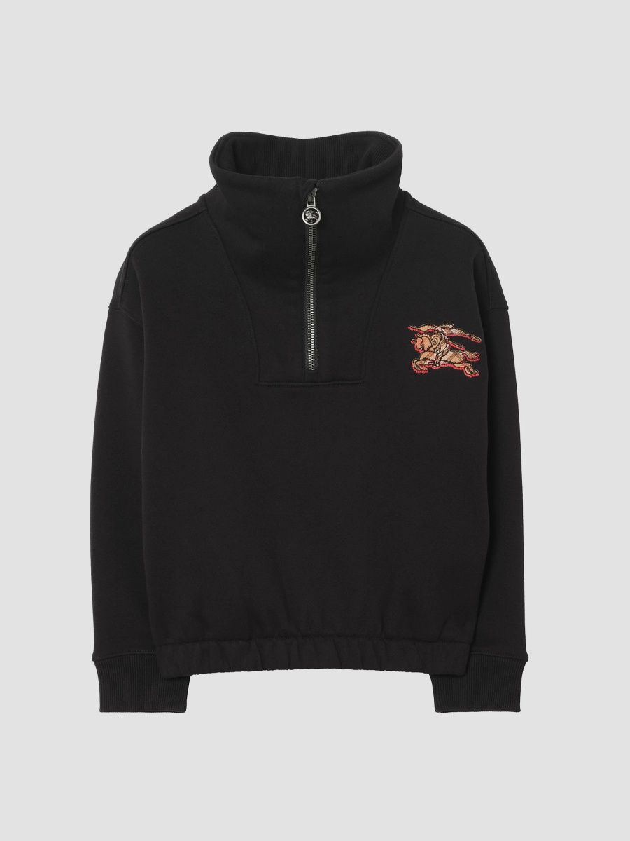Burberry Boy's Little Boy's & Boy's Benson Logo Cotton Half-Zip Sweatshirt - Black - Size 8