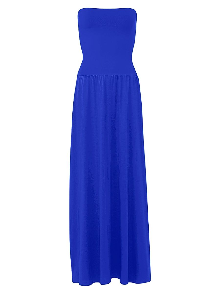 ERES Women's Ankara Cotton Strapless Maxi Dress - Indigo - Size Large