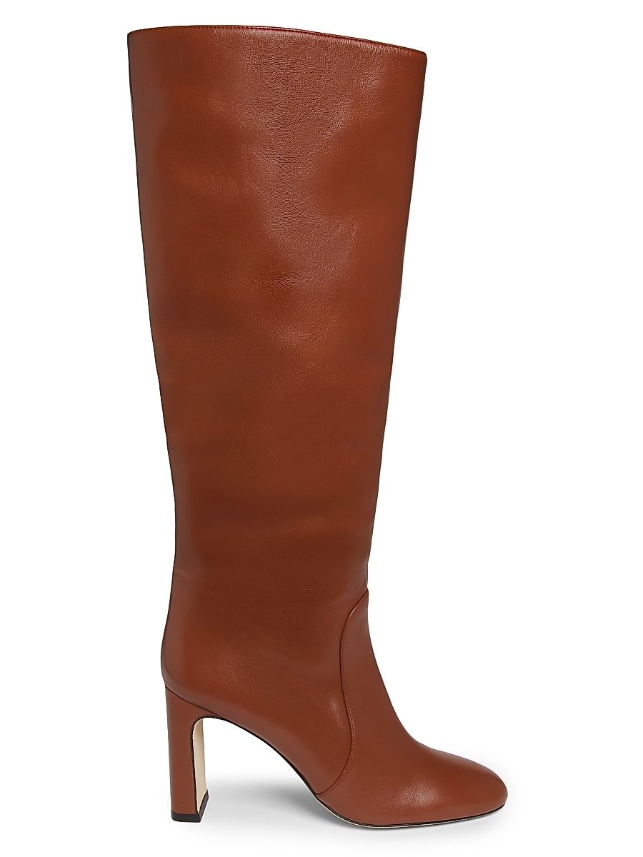 Women's Babette 85MM Leather Knee-High Boots - Luxe Saddle - Size 8.5