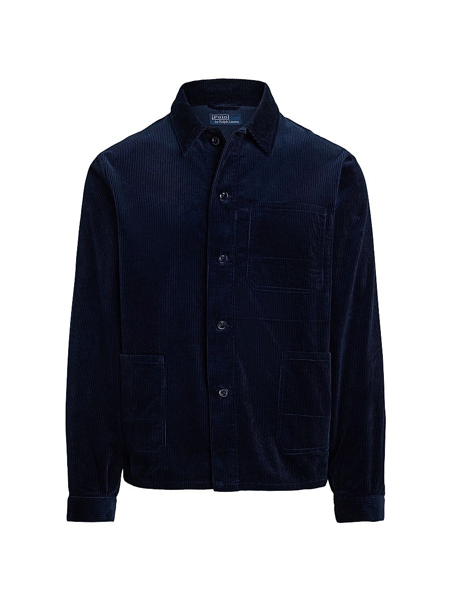 Men's Corduroy Single-Breasted Field Jacket - Hunter Navy - Size XL