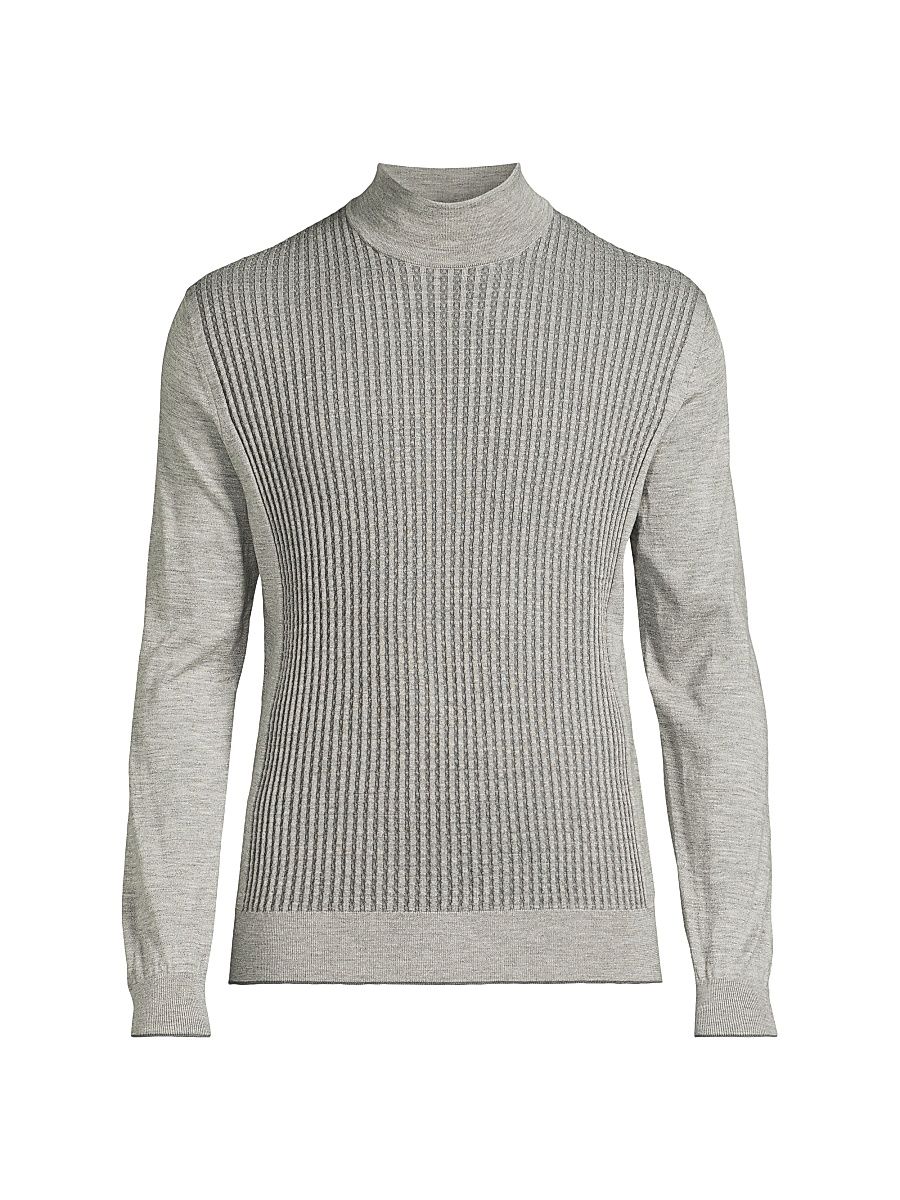 Men's Mock Turtleneck Sweater - Grey Blue - Size 46