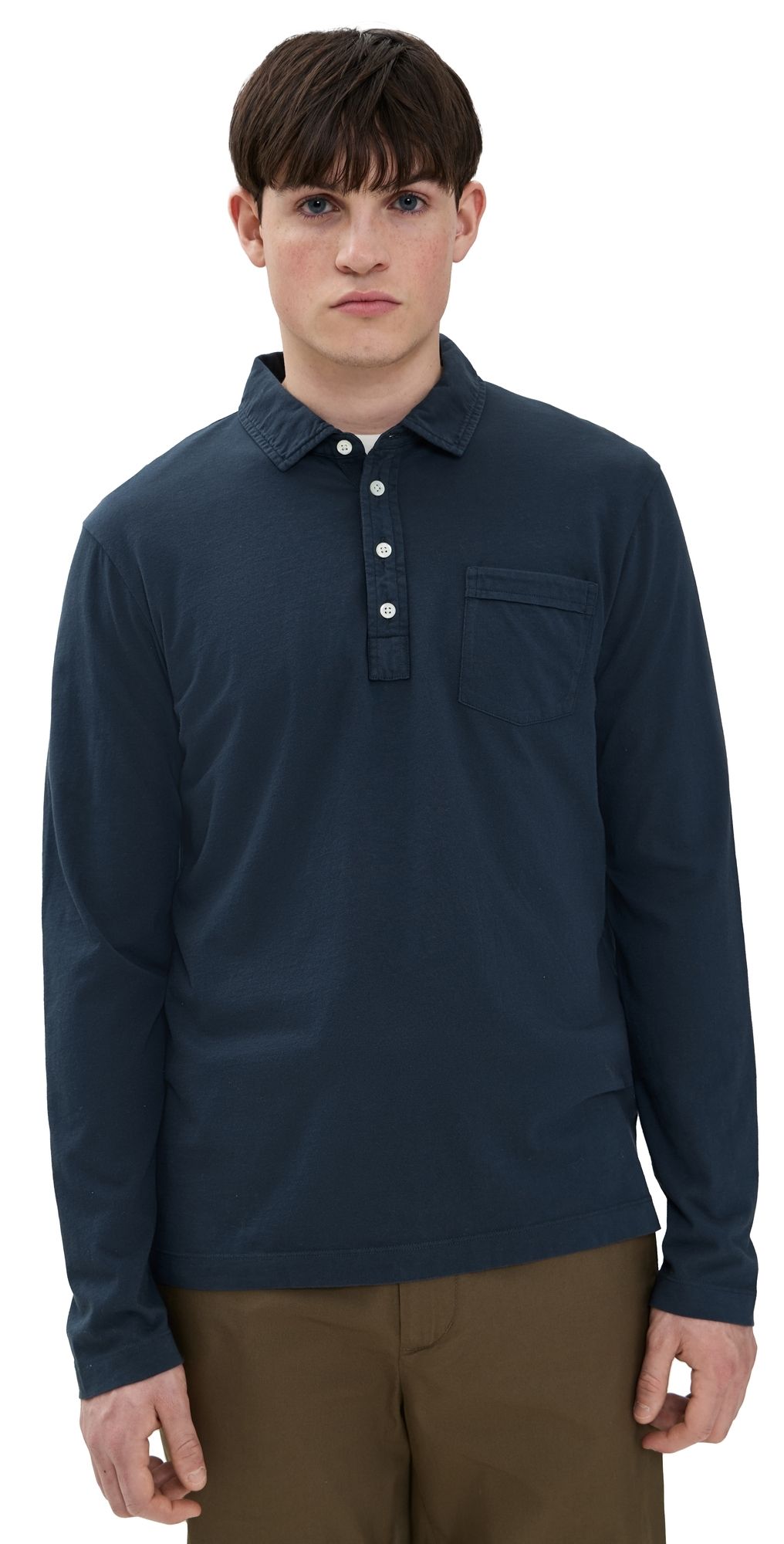 Billy Reid Long Sleeve Pensacola Polo Navy L