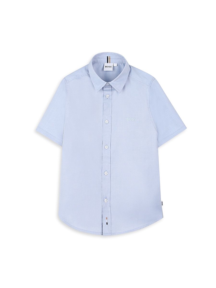 Little Boy's & Boy's Oxford Short-Sleeve Shirt - Pale Blue - Size 10