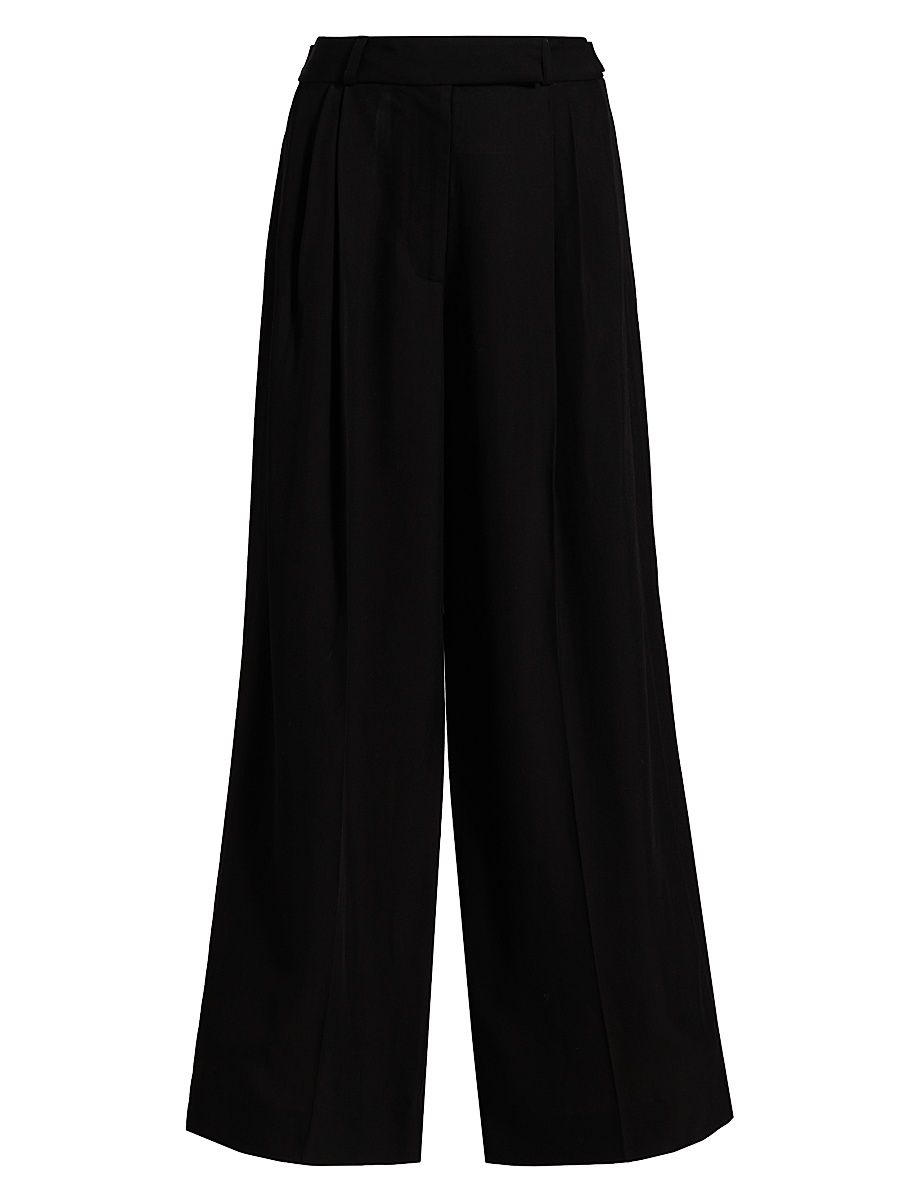 Women's Patricia Twill Wide-Leg Pants - Black - Size 12