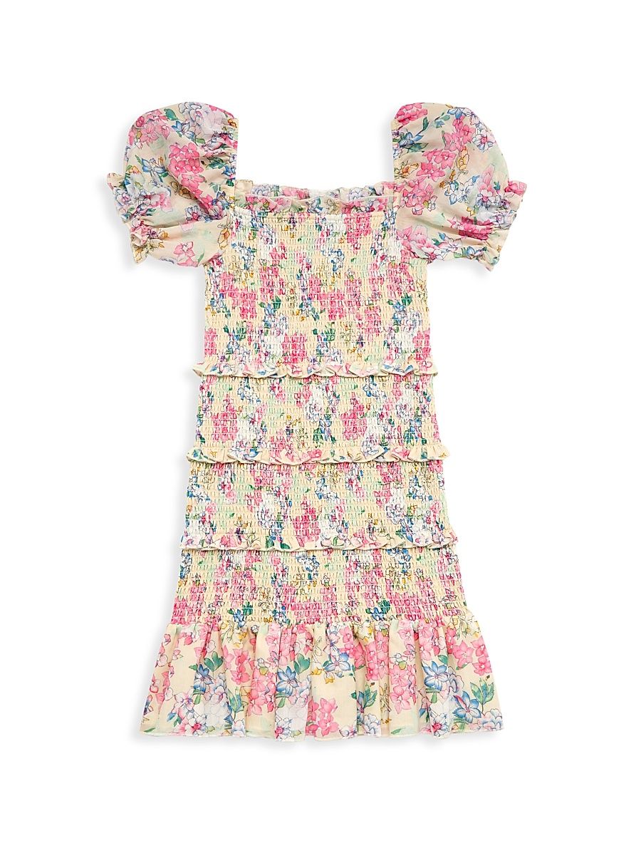 Little Girl's & Girl's Laila Floral Smocked Dress - Cream Floral - Size 10
