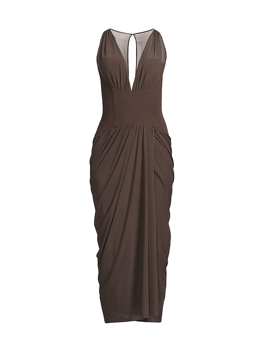 Women's Elara Mesh Midi-Dress - Espresso - Size 12