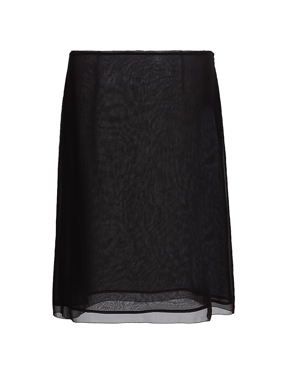 Women's Chiffon Silk Knee-Length Slip Skirt - Black - Size 8