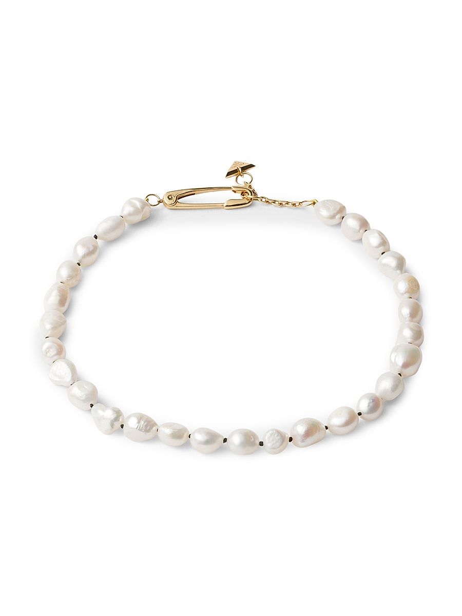 Women's Metal and Pearl Necklace - Gold White