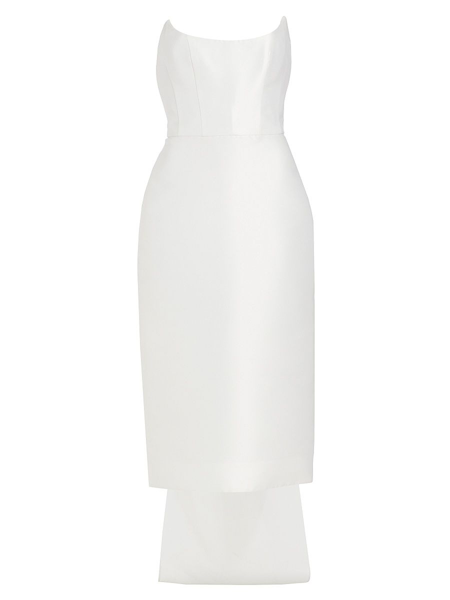 Women's Bow-Back Mikado Satin Bridal Dress - Ivory - Size 16