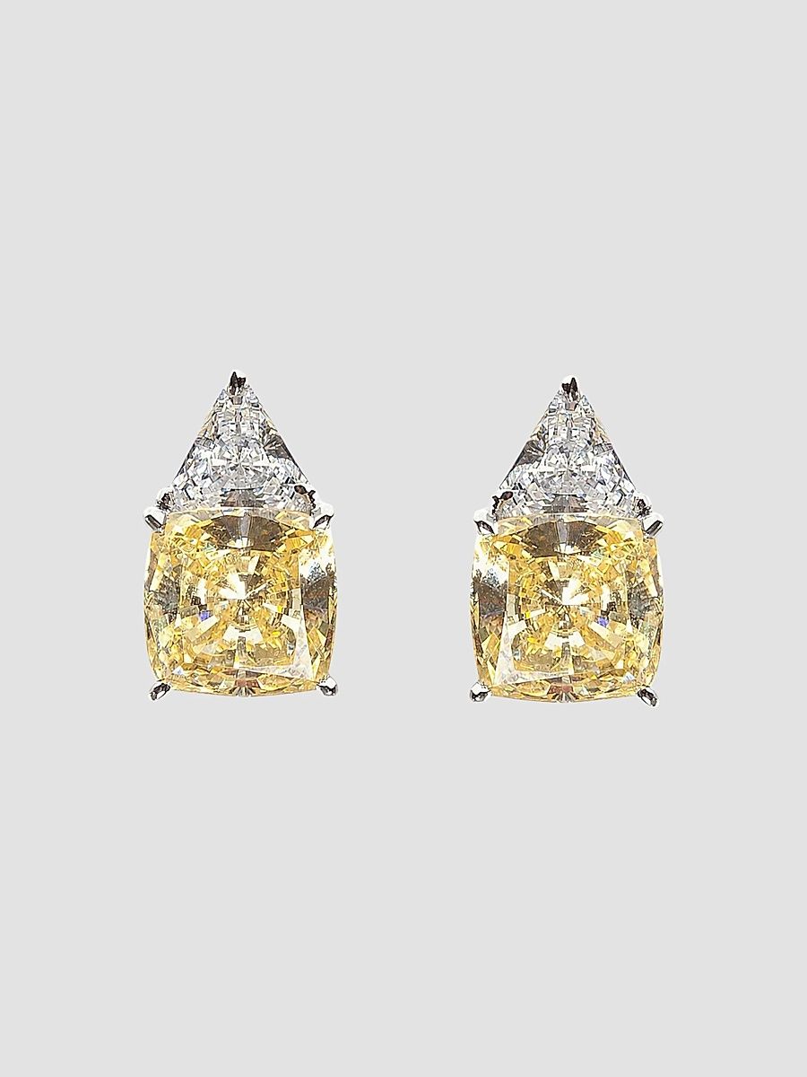 Women's Sterling Silver & 8.10 TCW Cubic Zirconia Double Stud Earrings - Canary