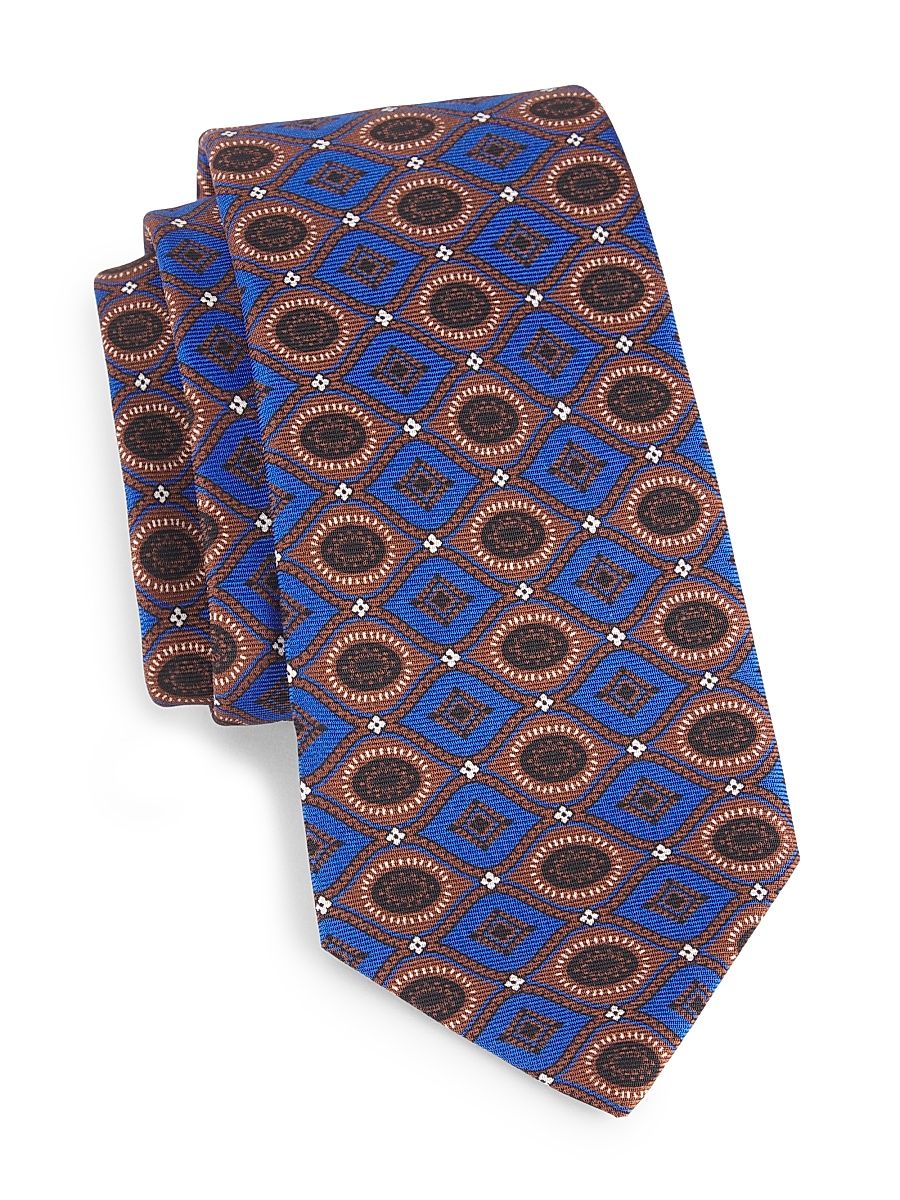 Men's Oval Medallion Jacquard Tie - Blue