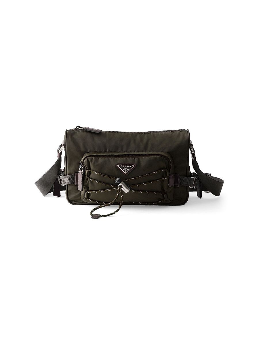 Men's Re-Nylon and Leather Shoulder Bag - Green
