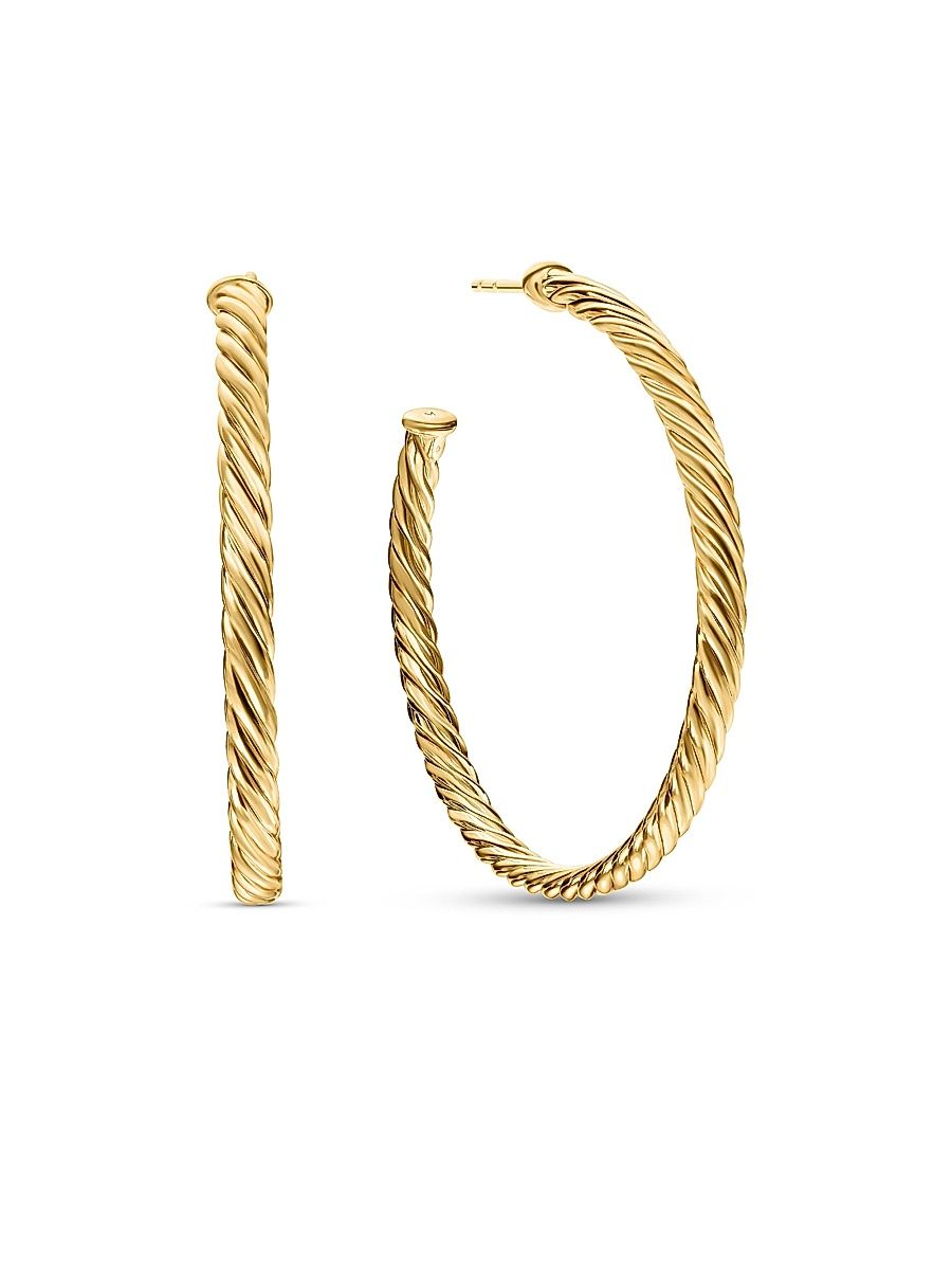 Women's Cablespira Hoop Earrings in 18K Yellow Gold, 1.5in - Gold