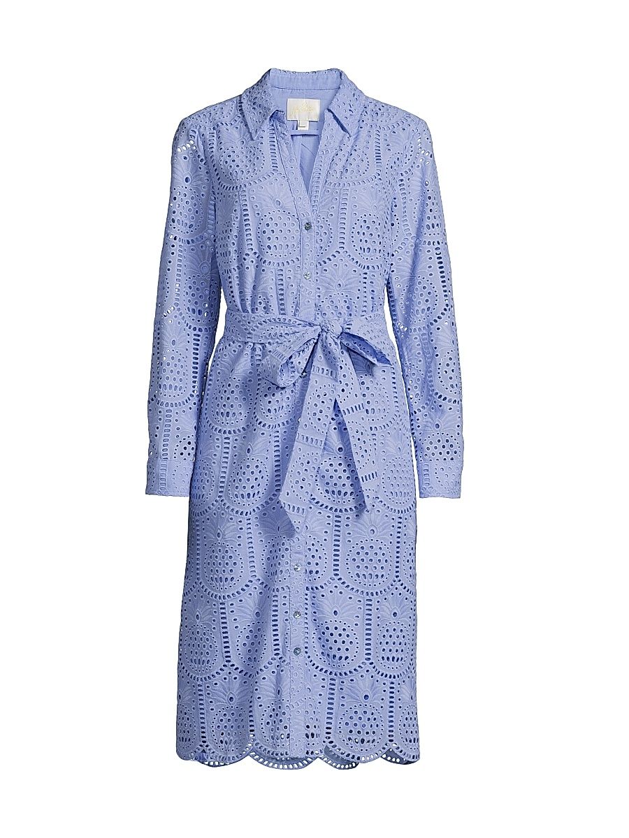 Women's Eira Eyelet Midi Shirtdress - Jacaranda Blue - Size 12