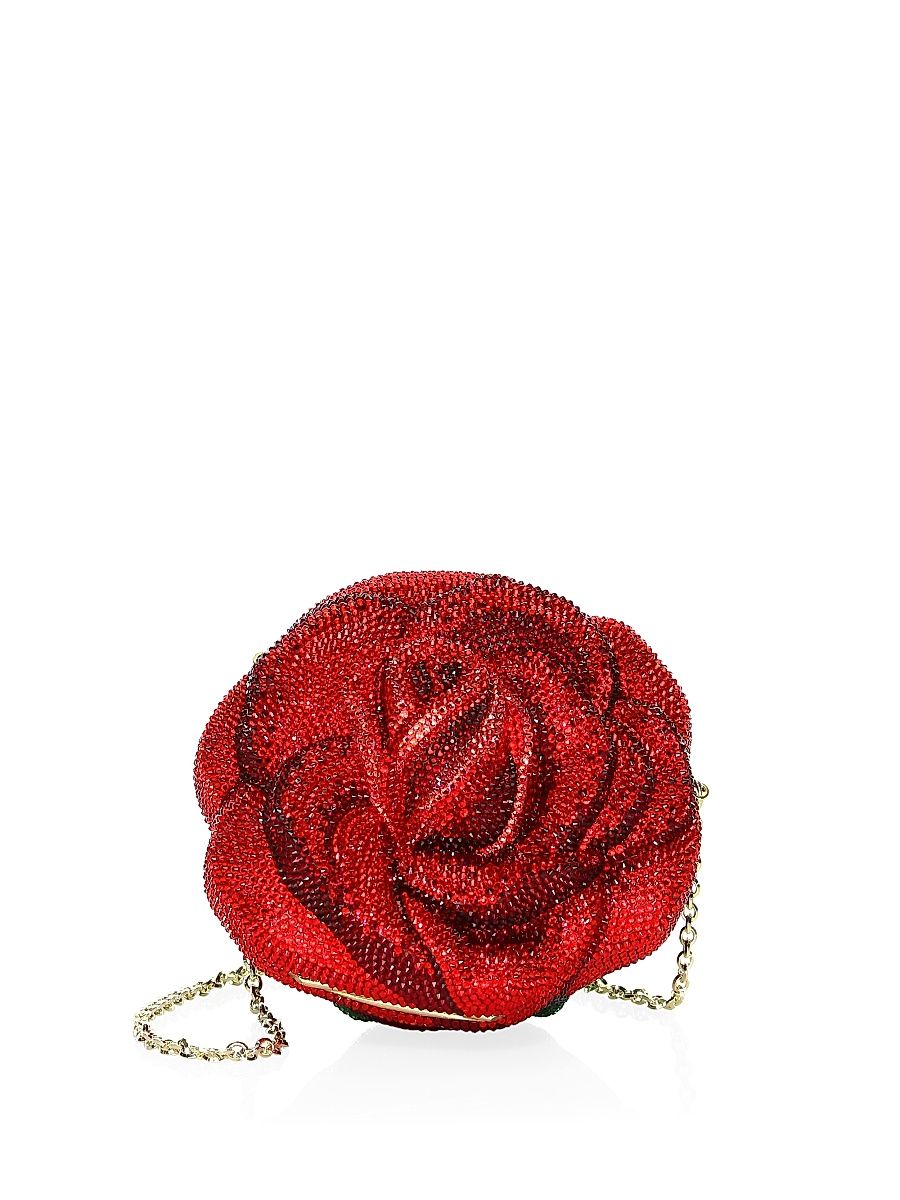 Women's American Beauty Rose Crystal Clutch - Champagne