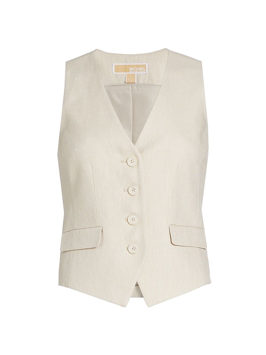 Women's Linen & Cotton Tailored Vest - Dune - Size 10