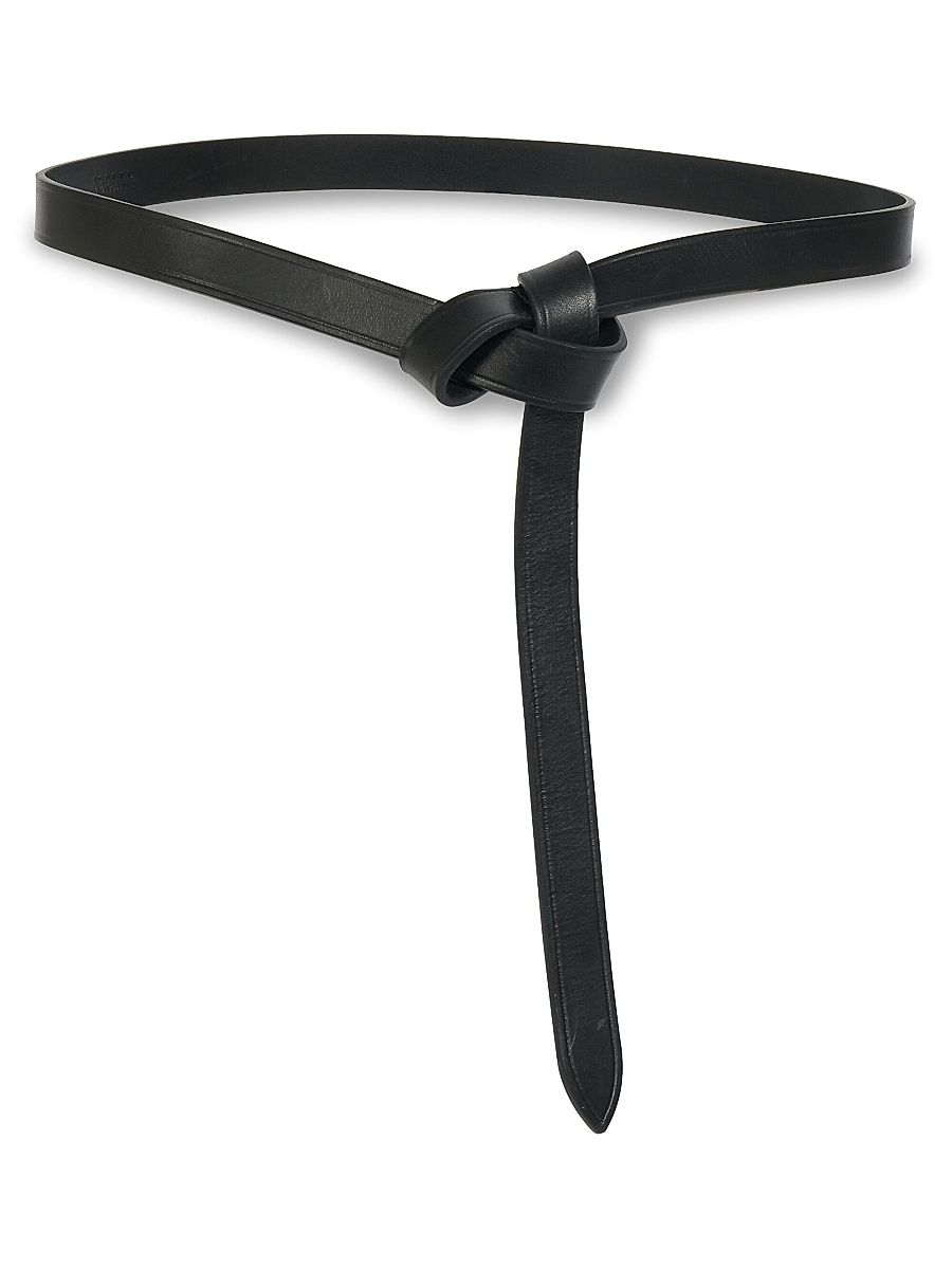 Isabel Marant Women's Kirka Leather Wrap Belt - Black - Size XL