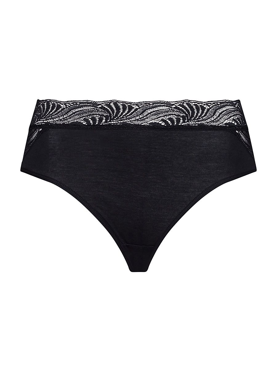 Hanro Women's Cotton Delight Lace-Trim Briefs - Black - Size XS