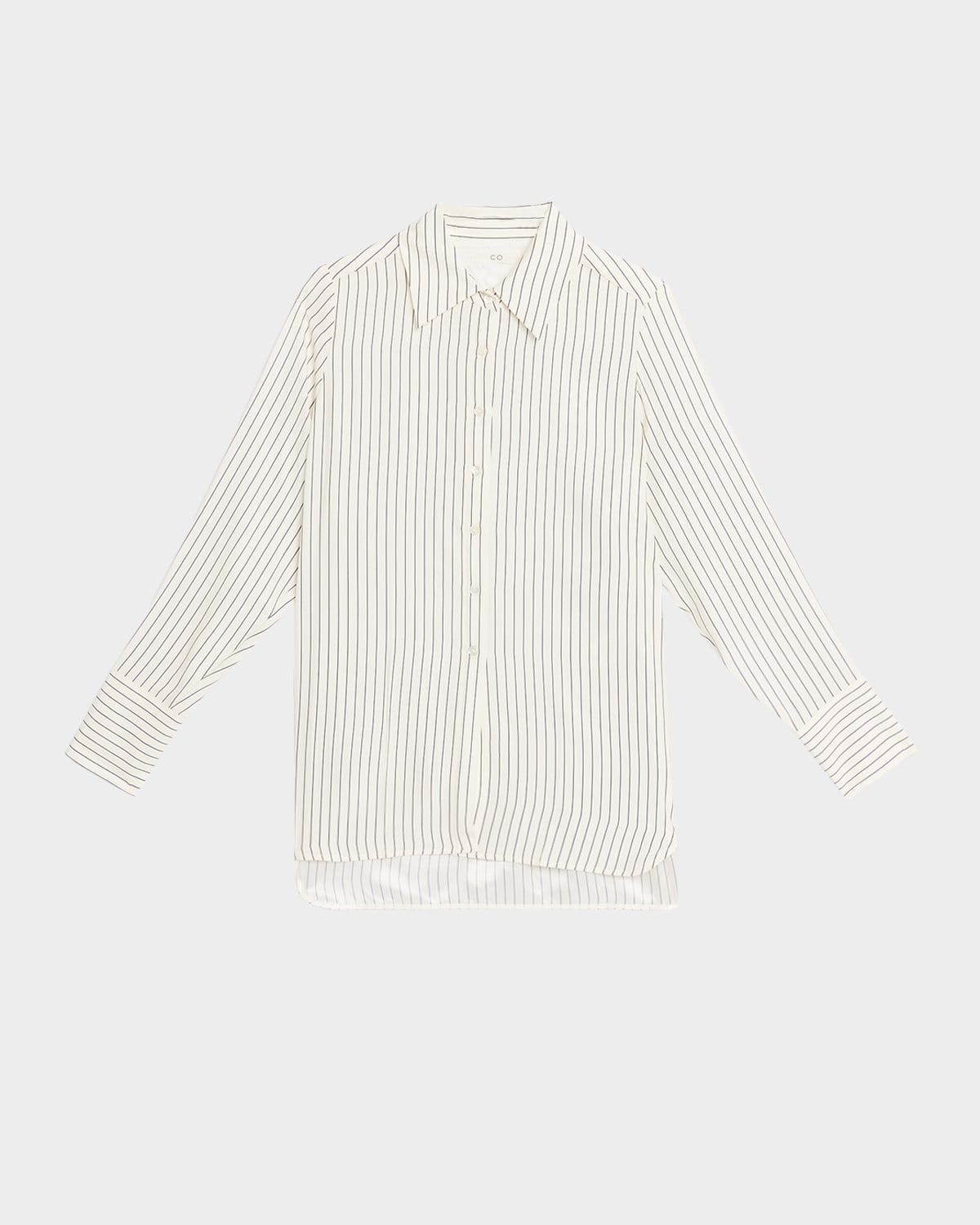 Striped Silk Button-Down Shirt